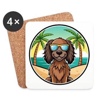 Deutsch Langhaar Vorstehhund Rasse Cartoon Strand - Untersetzer (4er-Set) - Weiß - Vorne