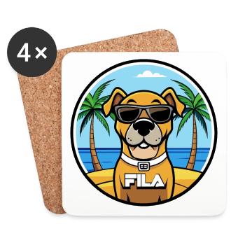 Brasileiro Chien Race Dessin Animé Lunettes De Soleil Plage - Dessous de verre (lot de 4) - blanc - Devant