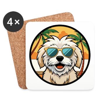 Havenese Chien Race Dessin Animé Lunettes De Soleil Plage - Dessous de verre (lot de 4) - blanc - Devant