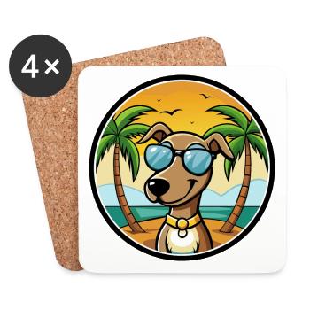 Hanover Hound Chien Race Dessin Animé Lunettes De Soleil Plage - Dessous de verre (lot de 4) - blanc - Devant