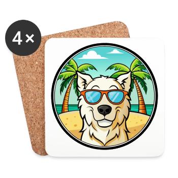 Ungarischer Kuvasz Hund Rasse Cartoon Sonnenbrille Strand - Untersetzer (4er-Set) - Weiß - Vorne