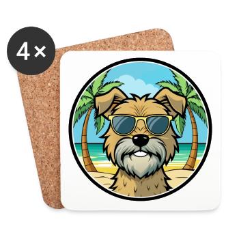 Glen Of Imaal Terrier Chien Race Dessin Animé Lunettes De Soleil - Dessous de verre (lot de 4) - blanc - Devant