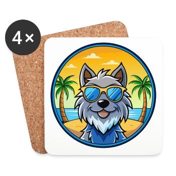 Griffon Bleu De Gascogne Hunderasse Cartoon Beach - Untersetzer (4er-Set) - Weiß - Vorne
