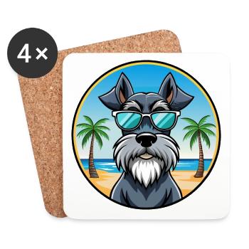 Giant Schnauzer Dog Breed Cartoon Sunglasses Beach - Coasters (set of 4) - white - Front