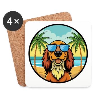 Gordon Setter Dog Breed Cartoon Sunglasses Beach - Coasters (set of 4) - white - Front