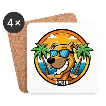 Hygen Hound Chien Race Dessin Animé Lunettes De Soleil Plage - Dessous de verre (lot de 4) - blanc - Devant