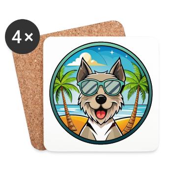 Gull Terrier Chien Race Dessin Animé Lunettes De Soleil Plage - Dessous de verre (lot de 4) - blanc - Devant