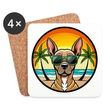 Inca Hairless Dog Breed Cartoon Sunglasses Beach - Coasters (set of 4) - white - Front