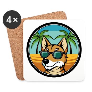 Hygenhund Chien Race Dessin Animé Lunettes De Soleil Plage - Dessous de verre (lot de 4) - blanc - Devant