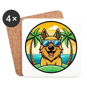 Roi Berger Chien Race Dessin Animé Lunettes De Soleil Plage - Dessous de verre (lot de 4) - blanc - Devant