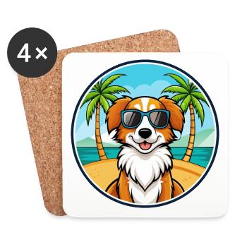 Kooikerhondje Hunderasse Cartoon Sonnenbrille Strand - Untersetzer (4er-Set) - Weiß - Vorne