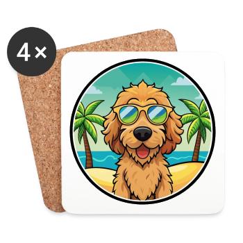 Labradoodle Hunderasse Cartoon Sonnenbrille Strand - Untersetzer (4er-Set) - Weiß - Vorne