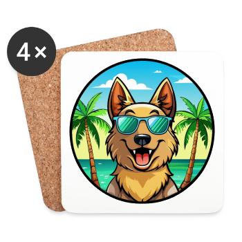 Majorque Berger Chien Race Dessin Animé Lunettes De Soleil Plage - Dessous de verre (lot de 4) - blanc - Devant