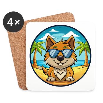 Kanni Chien Race Dessin Animé Lunettes De Soleil Plage - Dessous de verre (lot de 4) - blanc - Devant