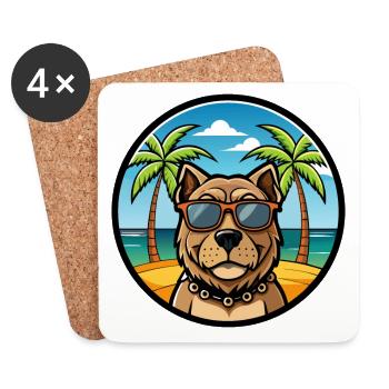 Majorque Mastiff Chien Race Dessin Animé Lunettes De Soleil Plage - Dessous de verre (lot de 4) - blanc - Devant