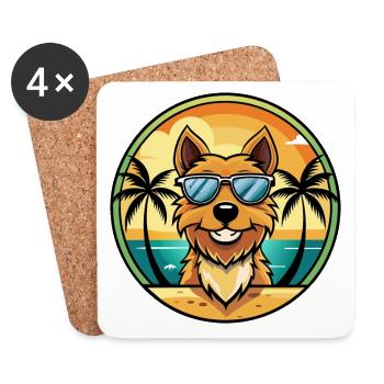 Jagdterrier Chien Race Dessin Animé Lunettes De Soleil Plage - Dessous de verre (lot de 4) - blanc - Devant