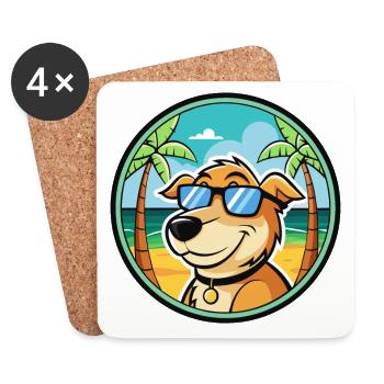 Koolie Hunderasse Cartoon Sonnenbrille Strand - Untersetzer (4er-Set) - Weiß - Vorne