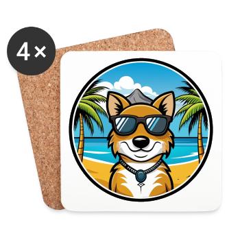 New Zealand Huntaway Dog Breed Cartoon Sunglasses - Coasters (set of 4) - white - Front