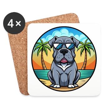 Lunettes de soleil napolitaines Mastiff Dog Breed Cartoon - Dessous de verre (lot de 4) - blanc - Devant