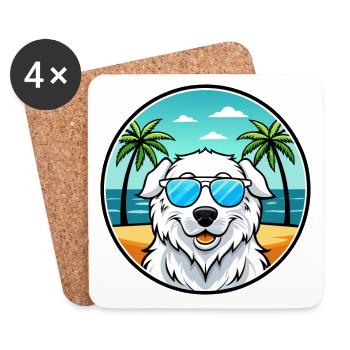 Kuvasz Ungarische Hunderasse Cartoon Sonnenbrille Strand - Untersetzer (4er-Set) - Weiß - Vorne