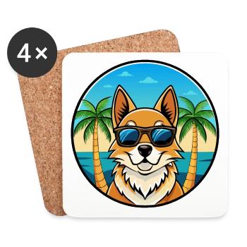 Nordic Spitz Hunderasse Cartoon Sonnenbrille Strand - Untersetzer (4er-Set) - Weiß - Vorne