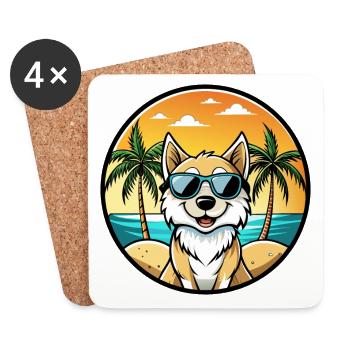 Norrbottenspets Dog Breed Cartoon Sunglasses Beach - Coasters (set of 4) - white - Front