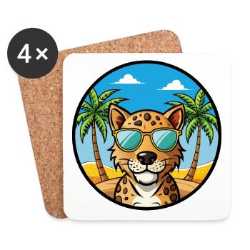 Léopard Cur Chien Race Dessin Animé Lunettes de soleil Plage - Dessous de verre (lot de 4) - blanc - Devant