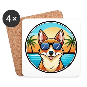 Lunettes de soleil norvégiennes Lundehund Dog Breed Cartoon - Dessous de verre (lot de 4) - blanc - Devant