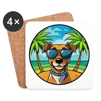 Patterdale Terrier Hunderasse Cartoon Sonnenbrille - Untersetzer (4er-Set) - Weiß - Vorne