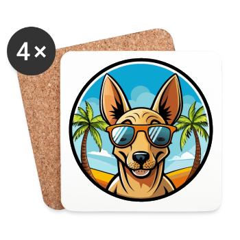 Xoloitzcuintli Chien Race Dessin Animé Lunettes De Soleil Plage - Dessous de verre (lot de 4) - blanc - Devant