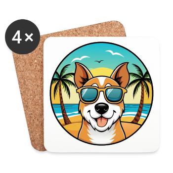 Plummer Terrier Hunderasse Cartoon Sonnenbrille Strand - Untersetzer (4er-Set) - Weiß - Vorne