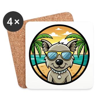 Pumi Dog Breed Cartoon Sunglasses Beach - Coasters (set of 4) - white - Front