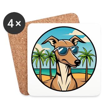 Rampur Greyhound Chien Race Dessin Animé Lunettes De Soleil Plage - Dessous de verre (lot de 4) - blanc - Devant
