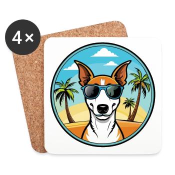 Smooth Fox Terrier Chien Race Dessin Animé Lunettes de soleil - Dessous de verre (lot de 4) - blanc - Devant