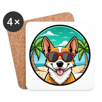 Lunettes de soleil de dessin animé de race de chien Podengo portugais - Dessous de verre (lot de 4) - blanc - Devant