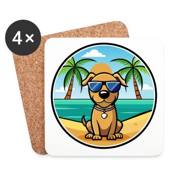 Chien de chasse serbe race dessin animé lunettes de soleil plage - Dessous de verre (lot de 4) - blanc - Devant