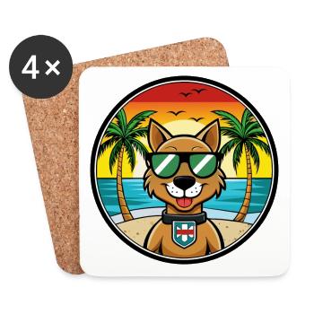 Portugais Chien de garde race dessin animé lunettes de soleil plage - Dessous de verre (lot de 4) - blanc - Devant