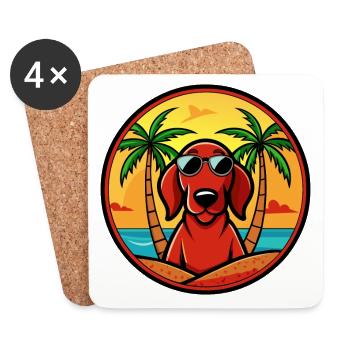 Redbone Coonhound Chien Race Dessin Animé Lunettes De Soleil Plage - Dessous de verre (lot de 4) - blanc - Devant