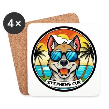 Stephens Cur Hunderasse Cartoon Sonnenbrille Strand - Untersetzer (4er-Set) - Weiß - Vorne