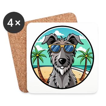 Scottish Deerhound Dog Breed Cartoon Sunglasses - Coasters (set of 4) - white - Front