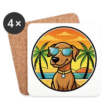 Vizsla Dog Breed Cartoon Sunglasses Beach - Coasters (set of 4) - white - Front