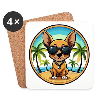 Lunettes de soleil de dessin animé Russian Toy Terrier Dog Breed - Dessous de verre (lot de 4) - blanc - Devant