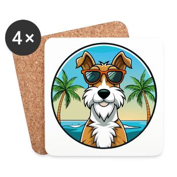 Fil Fox Terrier Chien Race Dessin Animé Lunettes De Soleil Plage - Dessous de verre (lot de 4) - blanc - Devant
