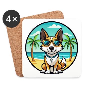 Spielzeug Foxterrier Hund Rasse Cartoon Sonnenbrille Strand - Untersetzer (4er-Set) - Weiß - Vorne