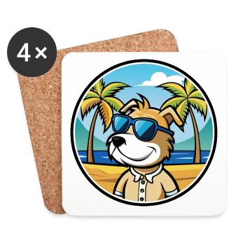 Sporting Lucas Terrier Hunderasse Cartoon Beach - Untersetzer (4er-Set) - Weiß - Vorne