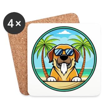 Spanische Dogge Hund Rasse Cartoon Sonnenbrille Strand - Untersetzer (4er-Set) - Weiß - Vorne
