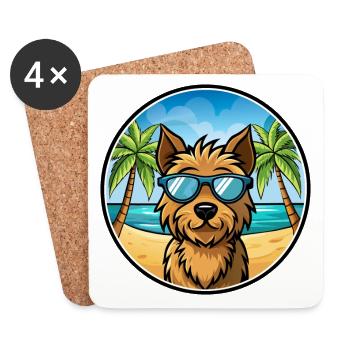 Welsh Terrier Hunderasse Cartoon Sonnenbrille Strand - Untersetzer (4er-Set) - Weiß - Vorne