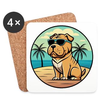 Shar Pei Hunderasse Cartoon Sonnenbrille Strand - Untersetzer (4er-Set) - Weiß - Vorne