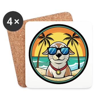 Seskar phoque chien race dessin animé lunettes de soleil plage - Dessous de verre (lot de 4) - blanc - Devant