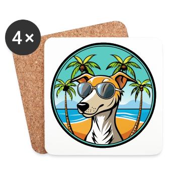 Whippet Hund Rasse Cartoon Sonnenbrille Strand - Untersetzer (4er-Set) - Weiß - Vorne